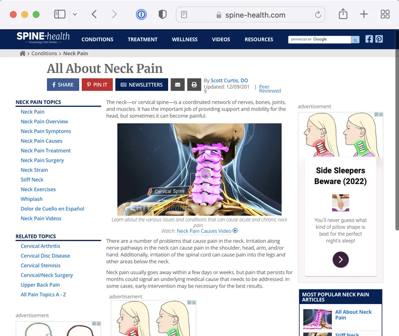 Spine-health.com Screenshot